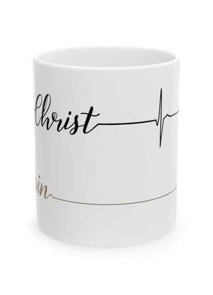 Faith-Inspired Ceramic Mug - Heartbeat Design, Christian Gift, Inspirational Coffee Mug, Religious Decor, Spiritual Encouragement