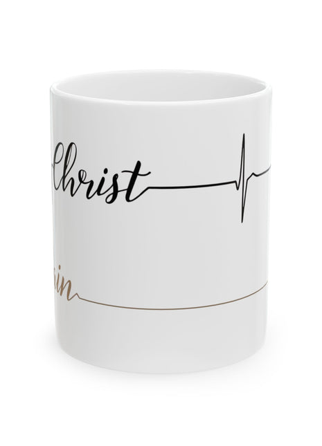 Faith-Inspired Ceramic Mug - Heartbeat Design, Christian Gift, Inspirational Coffee Mug, Religious Decor, Spiritual Encouragement