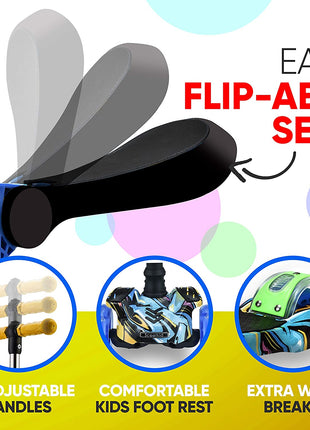 3-Wheeled Scooter for Kids - Wheel LED Lights, Adjustable Lean-To-Steer Handlebar, and Foldable Seat - Sit or Stand Ride with Brake for Boys and Girls Ages 1-14 Years Old