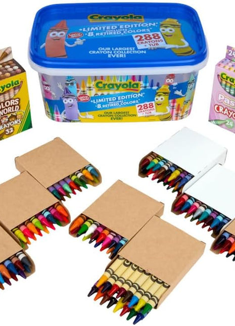 Crayon Tub - Limited Edition Colors (288Ct), Bulk Crayons for Kids, Must Have Classroom Art Supplies for Preschool & Kindergarten, Bulk Classroom Essentials