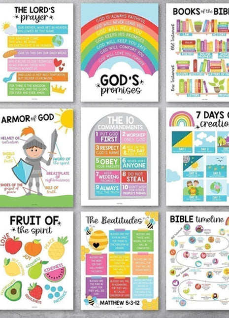 9 Colorful Sunday School Decorations for Classroom - Sunday School Posters,...