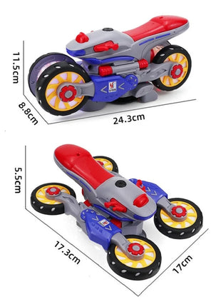 Children'S Electric Transformable Motorcycle Stunt Rotation Universal Drive Light Music Children'S Toy Car Model Boy Gift