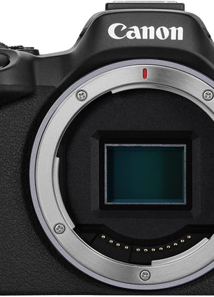EOS R50 Content Creator Kit, Hybrid Mirrorless Camera with Rf-S18-45Mm F4.5-6.3 IS STM Lens, Tripod Grip, Microphone, Wireless Remote Control, 24.2 MP CMOS (APS-C) Sensor, Vlogging Camera, Black