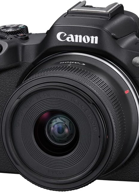 EOS R50 Content Creator Kit, Hybrid Mirrorless Camera with Rf-S18-45Mm F4.5-6.3 IS STM Lens, Tripod Grip, Microphone, Wireless Remote Control, 24.2 MP CMOS (APS-C) Sensor, Vlogging Camera, Black