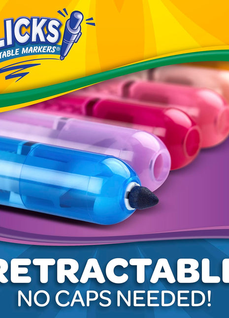 Clicks Retractable Markers - Bold (10Ct), No Dry Washable Markers for Kids, Click Markers for School, Must Have Coloring Supplies, Gifts