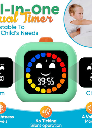 Digital Visual Timer for Kids - Rechargeable 99-Min Countdown for Focus, Transitions & Routines - Ideal for ADHD, Autism & Daily Use at Home, Therapy or Classroom