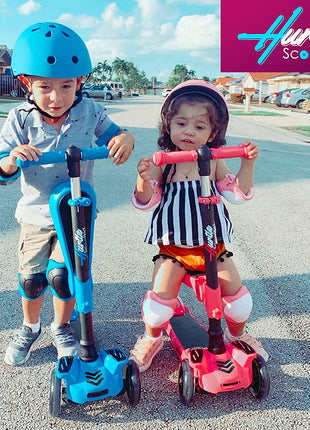 3-Wheeled Scooter for Kids - Wheel LED Lights, Adjustable Lean-To-Steer Handlebar, and Foldable Seat - Sit or Stand Ride with Brake for Boys and Girls Ages 1-14 Years Old