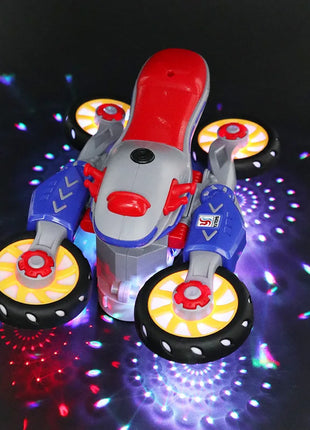 Children'S Electric Transformable Motorcycle Stunt Rotation Universal Drive Light Music Children'S Toy Car Model Boy Gift