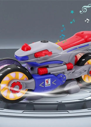 Children'S Electric Transformable Motorcycle Stunt Rotation Universal Drive Light Music Children'S Toy Car Model Boy Gift