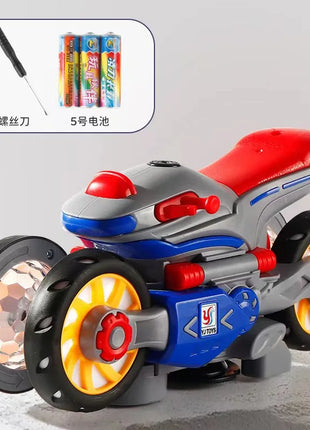 Children'S Electric Transformable Motorcycle Stunt Rotation Universal Drive Light Music Children'S Toy Car Model Boy Gift