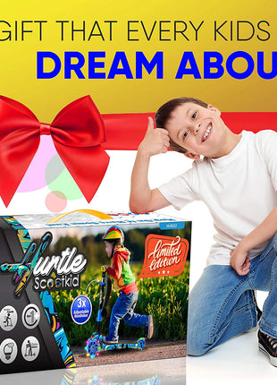 3-Wheeled Scooter for Kids - Wheel LED Lights, Adjustable Lean-To-Steer Handlebar, and Foldable Seat - Sit or Stand Ride with Brake for Boys and Girls Ages 1-14 Years Old