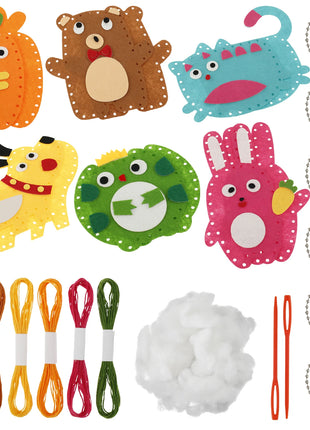 Sewing Kit Cute Animal Sewing Craft Set Fun and Educational DIY Doll Sewing Toys for Kids Beginners DIY Handcraft Sewing Kit